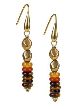Patricia Nash Color Block Red/Orange Stem Drop Earrings NWT